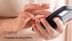  Presentation with email - PPT theme featuring girl-holding-in-hands background and a coral colored foreground