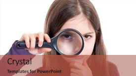  Presentation with magnifying glass - Colorful PPT layouts enhanced with girl holding magnifying glass backdrop and a  colored foreground