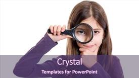  Presentation with magnifying glass - Presentation theme having girl holding magnifying glass background and a violet colored foreground