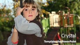  Presentation with playground - Amazing theme having girl holding onto a rope in a playground backdrop and a wine colored foreground