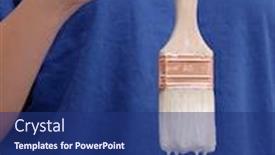  Presentation with dripping paint - Theme consisting of girl holding paintbrush with white paint dripping background and a ocean colored foreground