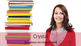  Presentation with surgical masks stack of color - Cool new presentation theme with girl holding stack color book backdrop and a red colored foreground