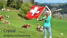  Presentation with srilanka flag - PPT theme having girl holding the swiss flag background and a seafoam green colored foreground