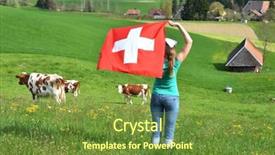  Presentation with flag - Presentation theme consisting of girl holding the swiss flag background and a tawny brown colored foreground