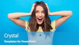  Presentation with teenage girl - Slide set enhanced with girl holding to her head background and a teal colored foreground