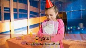  Presentation with 90th birthday - PPT theme having girl holding various gift box background and a red colored foreground