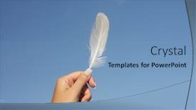  Presentation with seagull - Amazing PPT layouts having girl holding white seagull feather against clear blue sky backdrop and a teal colored foreground
