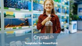  Presentation with goldfish - Audience pleasing presentation theme consisting of girl-holds-goldfish-and-makes backdrop and a teal colored foreground