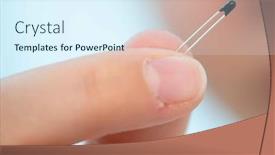  Presentation with temperature sensor - Theme consisting of girl-holds-in-her-hands background and a sky blue colored foreground