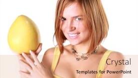  Presentation with citrus - Cool new presentation theme with girl-holds-in-really backdrop and a coral colored foreground