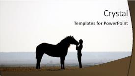  Presentation with field of dreams - PPT theme having girl horse - two in field at morning background and a  colored foreground