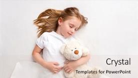  Presentation with teddy bear - Slide deck featuring girl hugging teddy bear laying background and a lemonade colored foreground