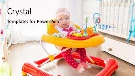  Presentation with walker - Cool new presentation theme with girl in a baby walker backdrop and a sky blue colored foreground