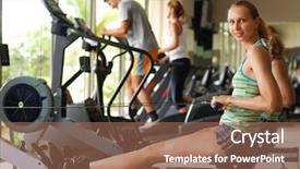  Presentation with machine electrique - Amazing presentation theme having girl in a fitness center backdrop and a  colored foreground
