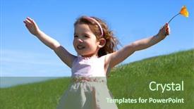  Presentation with meadow - Audience pleasing PPT theme consisting of girl in a grassy meadow backdrop and a tawny brown colored foreground