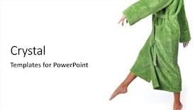  Presentation with green lucxury fashion - Audience pleasing slides consisting of girl in a green bathrobe backdrop and a white colored foreground