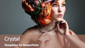  Presentation with head - Slide deck consisting of girl in a head-dress background and a coral colored foreground