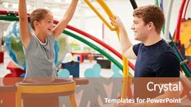  Presentation with gyroscope - Slide deck consisting of play school presentation - teacher talking to young white background and a coral colored foreground