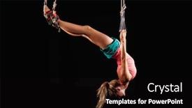  Presentation with gymnastics - Amazing slide deck having girl-in-a-new-type backdrop and a wine colored foreground