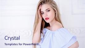  Presentation with beauty - Slides with girl in a pale blue background and a sky blue colored foreground