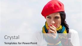 Presentation with sky - Beautiful slides featuring girl-in-a-red-beret backdrop and a white colored foreground