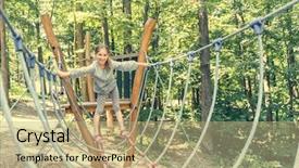  Presentation with wood basketball court - Slide set enhanced with girl in a rope park background and a coral colored foreground