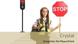  Presentation with traffic - Presentation having girl-in-a-safety-vest background and a yellow colored foreground