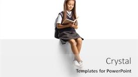  Presentation with girl reading - Presentation theme featuring girl-in-a-school-uniform background and a white colored foreground