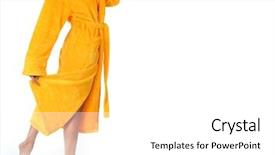  Presentation with yellow big tube - Audience pleasing slides consisting of girl in a yellow bathrobe backdrop and a white colored foreground