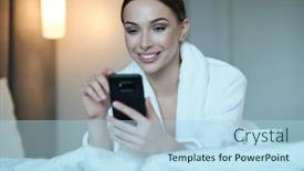  Presentation with social influence - Cool new presentation with girl-in-bed-she-looks backdrop and a light blue colored foreground