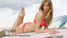  Presentation with car - Cool new slides with girl in bikini with car backdrop and a coral colored foreground
