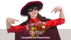  Presentation with carnival - Slide deck featuring girl in black and red carnival suit isolated on white background and a tawny brown colored foreground