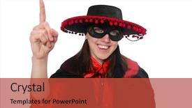  Presentation with carnival - PPT theme enhanced with girl in black and red carnival suit isolated on white background and a red colored foreground