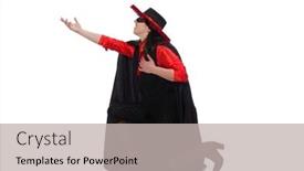  Presentation with carnival - Colorful presentation design enhanced with girl in black and red carnival suit isolated on white backdrop and a light gray colored foreground