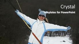  Presentation with lift - Slides consisting of girl in blue clothing on lift background and a dark gray colored foreground