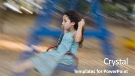  Presentation with swing - Presentation theme having girl in blue dress background and a coral colored foreground