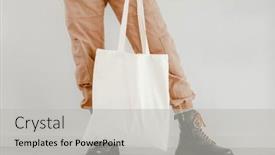  Presentation with eco friendly environment - Theme having girl-in-boots-and-pants background and a light gray colored foreground