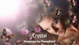  Presentation with butterfly - Presentation theme consisting of girl in butterfly background and a tawny brown colored foreground