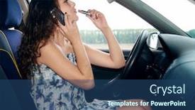  Presentation with talk - PPT layouts consisting of girl-in-car-talk background and a ocean colored foreground