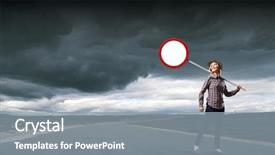  Presentation with happy young student girl holding - PPT theme enhanced with girl in casual holding stop background and a  colored foreground