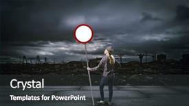  Presentation with earth pollution - Theme enhanced with girl in casual holding stop background and a  colored foreground