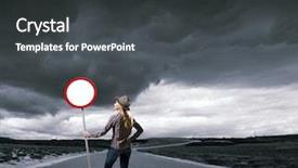  Presentation with stop - Beautiful presentation theme featuring girl in casual holding stop backdrop and a  colored foreground