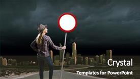  Presentation with racing pit stop - Audience pleasing slide set consisting of girl in casual holding stop backdrop and a  colored foreground