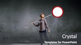 Presentation with stop - Beautiful presentation featuring girl in casual holding stop backdrop and a dark gray colored foreground
