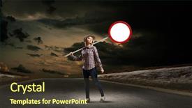  Presentation with earth pollution - Presentation design having girl in casual holding stop background and a tawny brown colored foreground