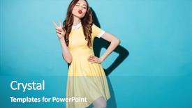  Presentation with children little child girl plays - PPT theme with girl in dress showing peace background and a  colored foreground