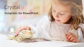  Presentation with elementary - Slide set having girl-in-elementary-school-teaching background and a lemonade colored foreground