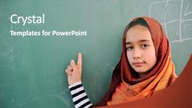  Presentation with blackboard - PPT layouts featuring girl in front of blackboard background and a seafoam green colored foreground