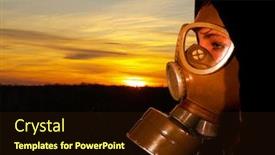  Presentation with nuclear weapons and gas mask - Audience pleasing theme consisting of girl in gas mask backdrop and a wine colored foreground