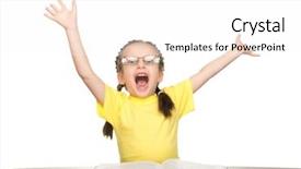  Presentation with book glasses - Audience pleasing slide set consisting of girl in glasses read book on white backdrop and a white colored foreground